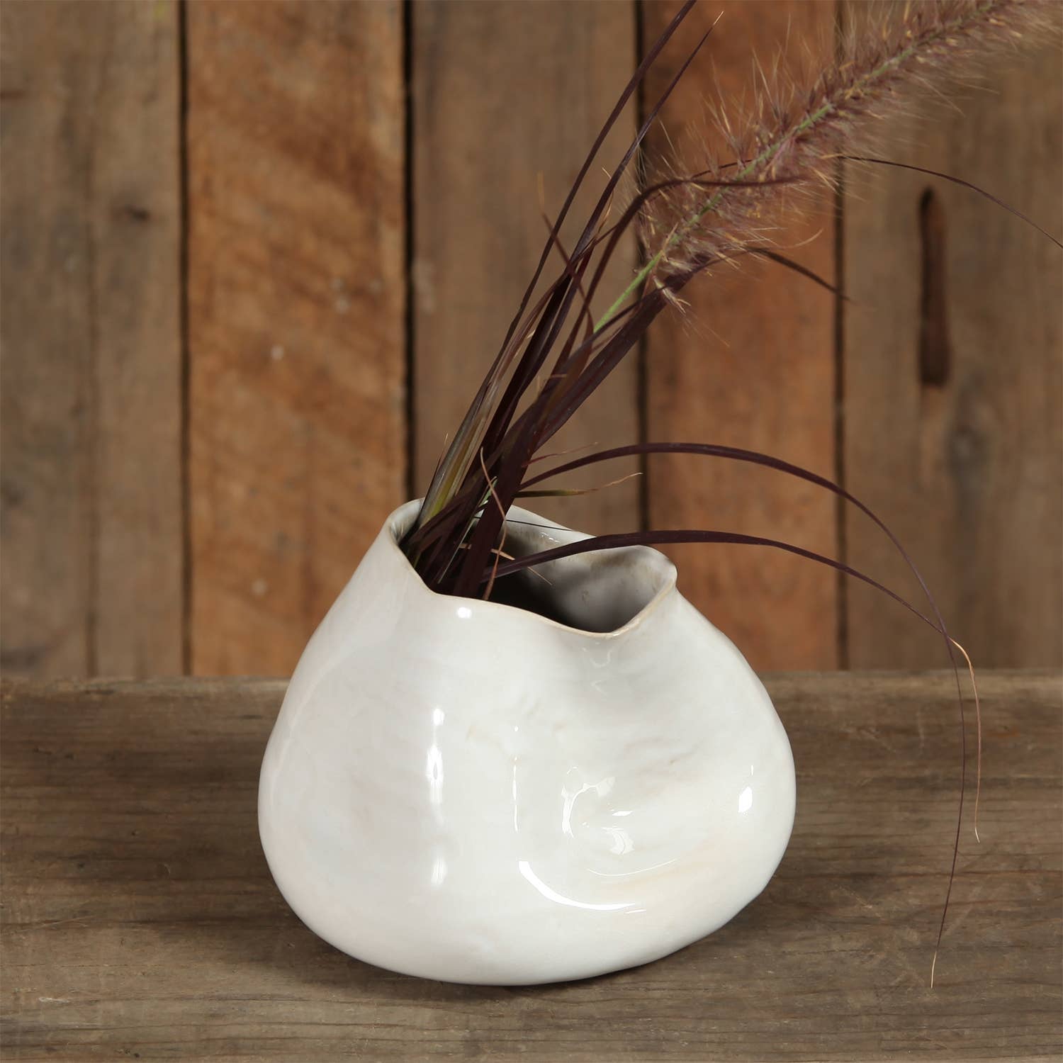 Canyon Ceramic Vase - Small - Fancy White