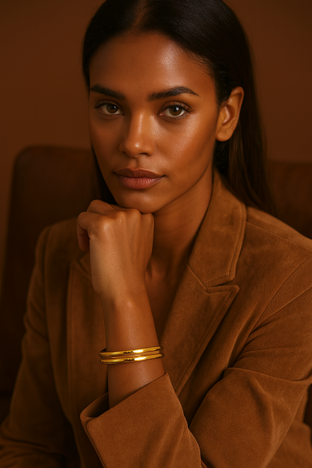 Double Chunky Cuff Bracelet 18k Gold Waterproof PVD