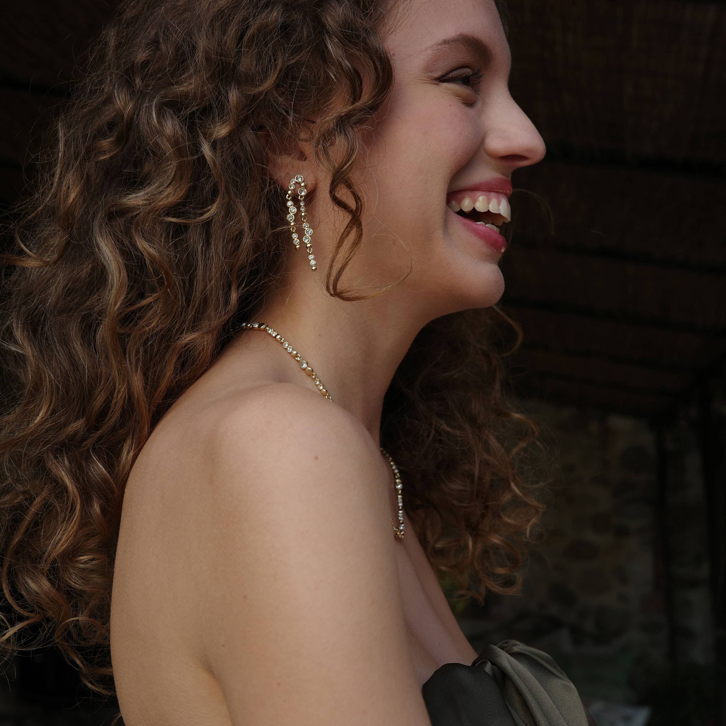 Sweet droplets gold double earrings