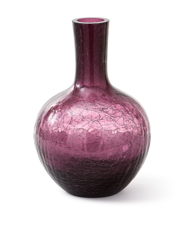 Crackled Glass Ball Body Vase
