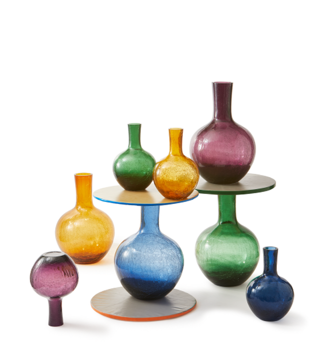 Crackled Glass Ball Body Vase