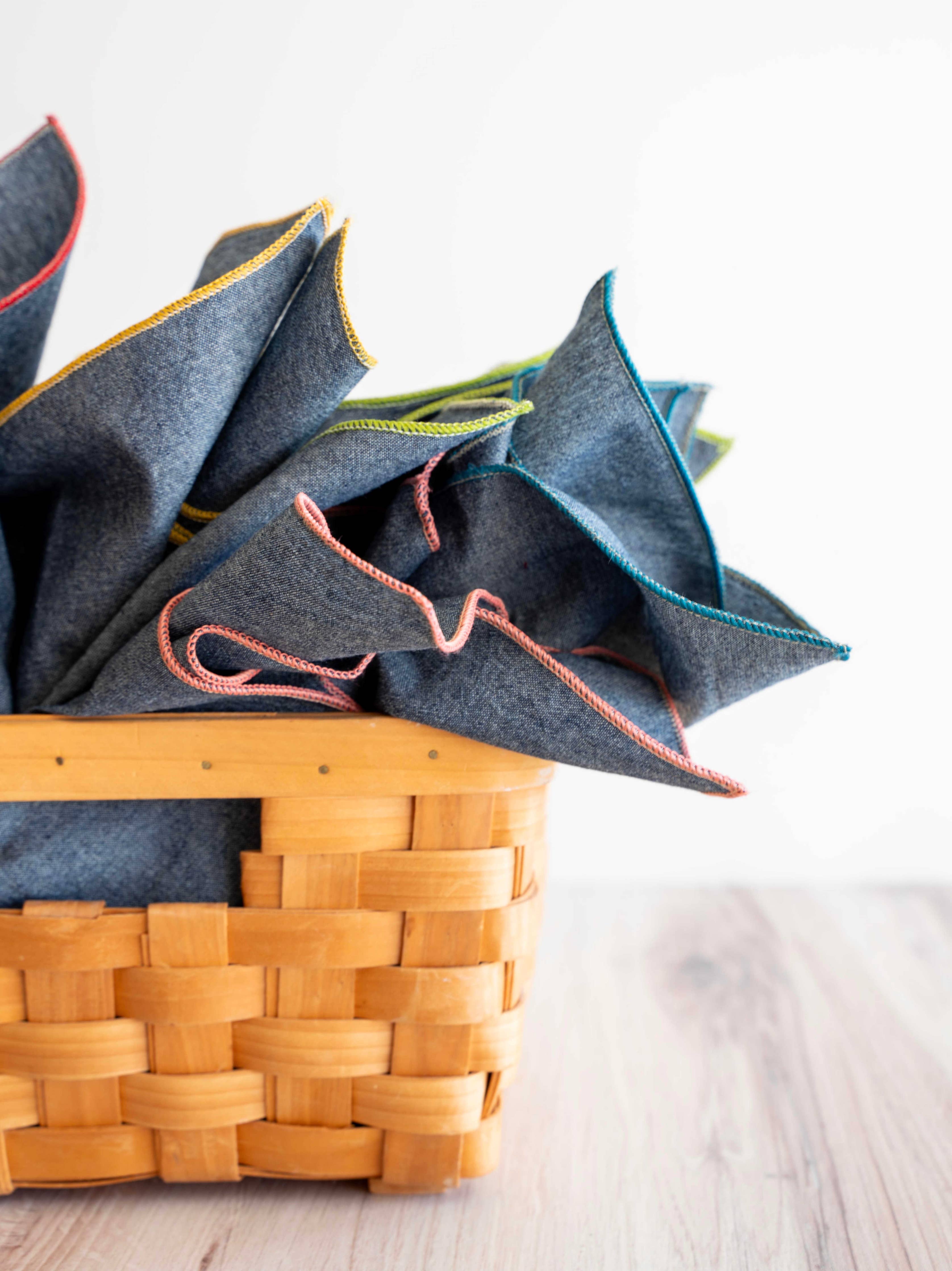 Denim Chambray Cloth Napkins, Set Of 8