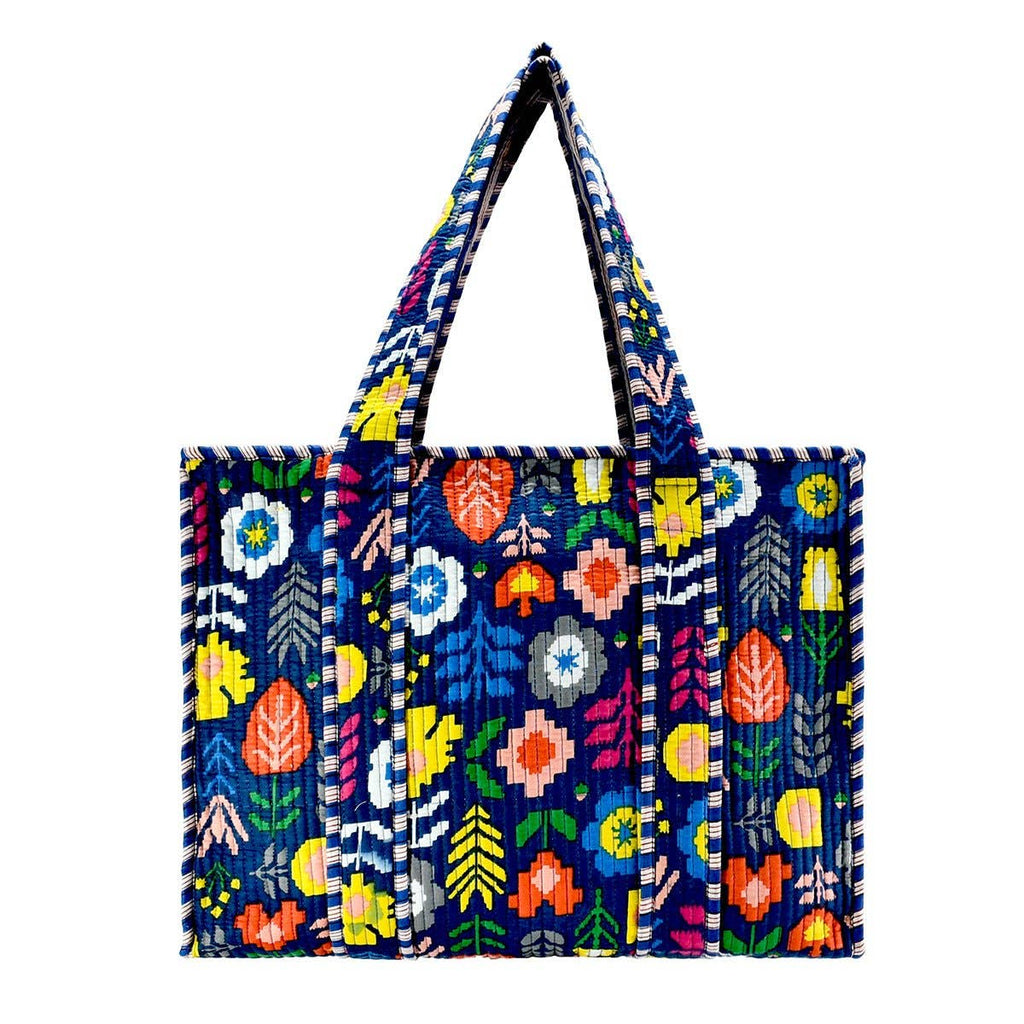 Cotton Block Print Tote Bag- Large