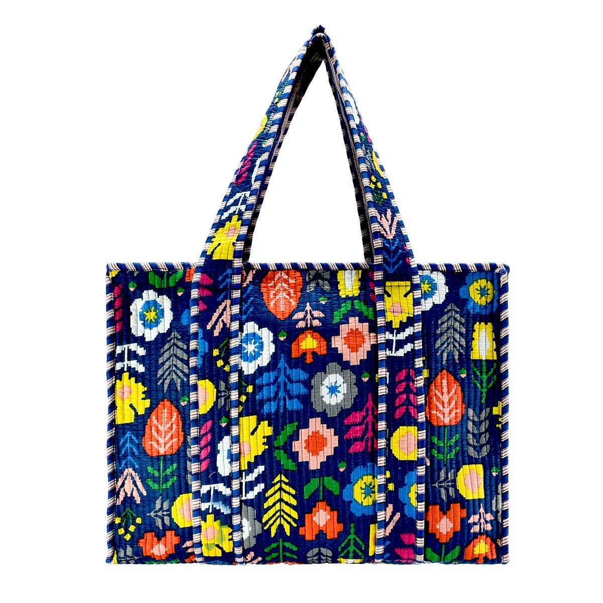 Cotton Block Print Tote Bag- Large