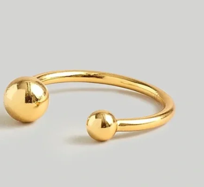 Double Ball Open Finger Ring- Steel Gold/Silver