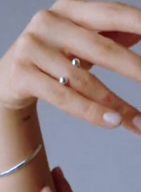 Double Ball Open Finger Ring- Steel Gold/Silver