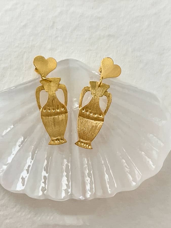 Gaby 18K Gold Vintage Heart Vase Earring