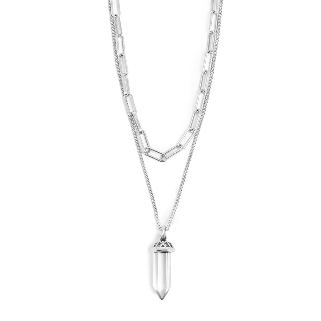 Silver Glass Prism Necklace