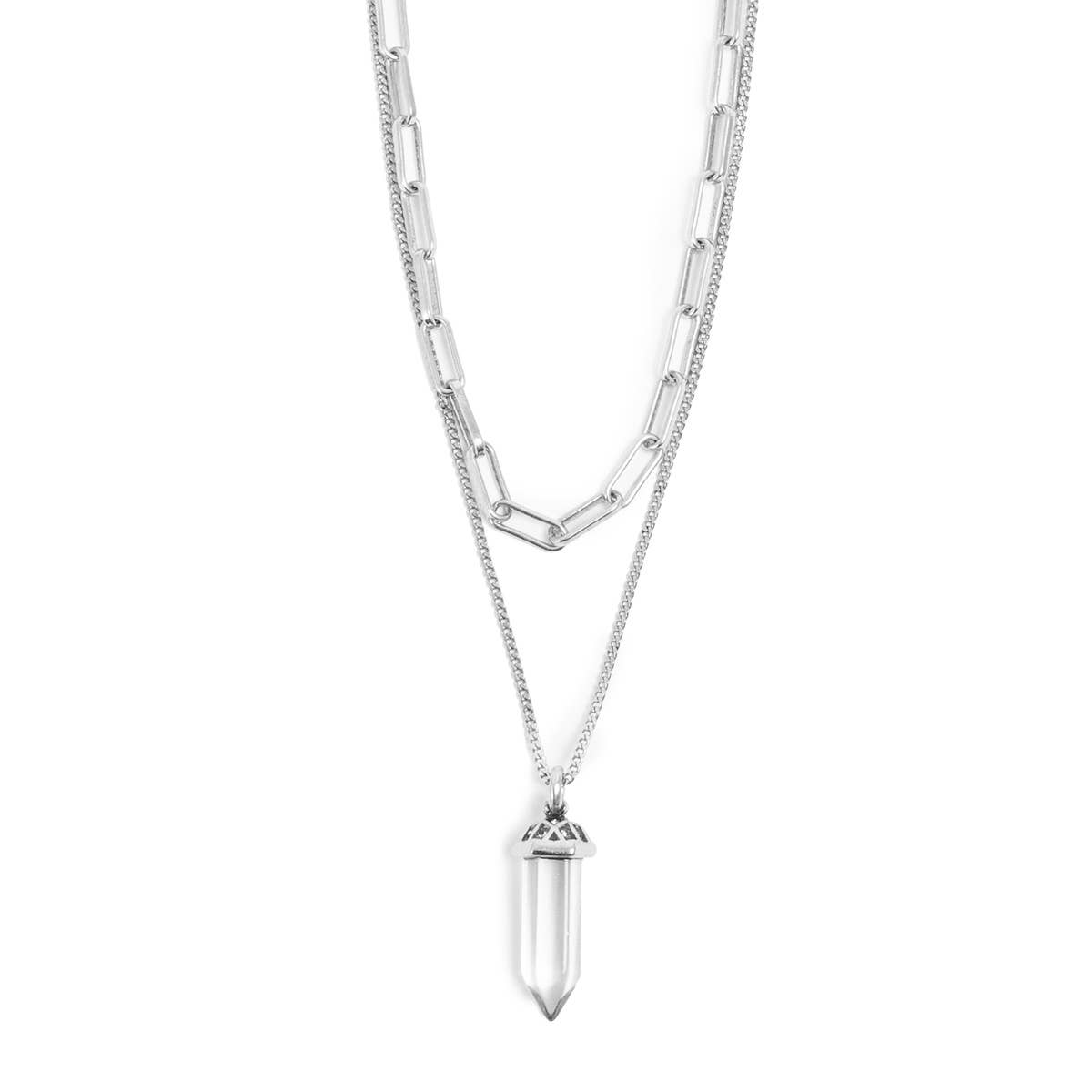 Silver Glass Prism Necklace