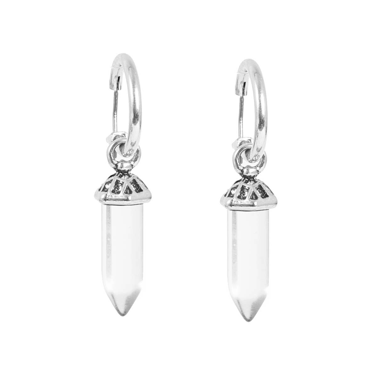 Glass Prism Earrings - Silver