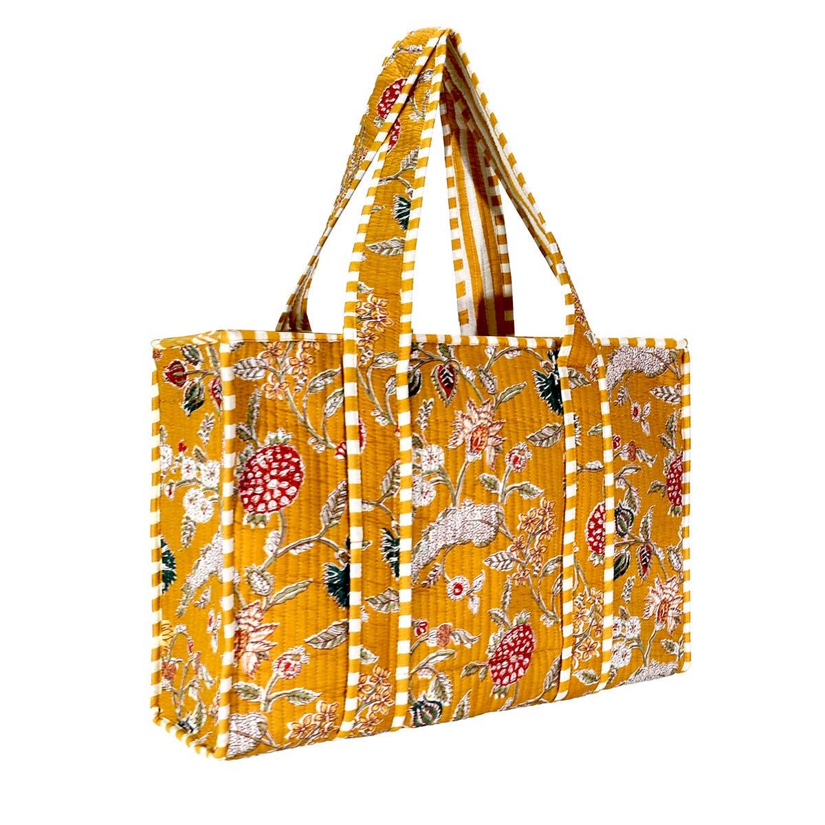 Cotton Block Print Tote Bag- Large