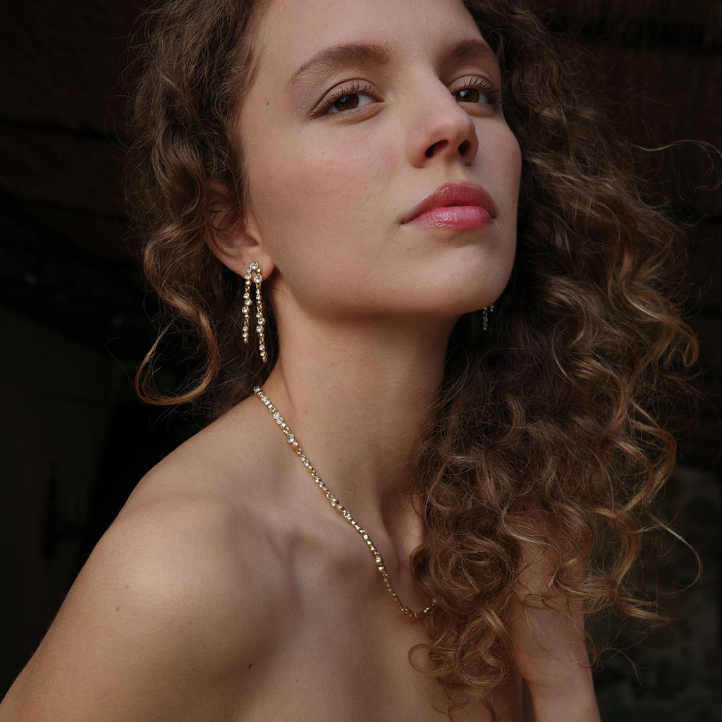 Sweet droplets gold double earrings