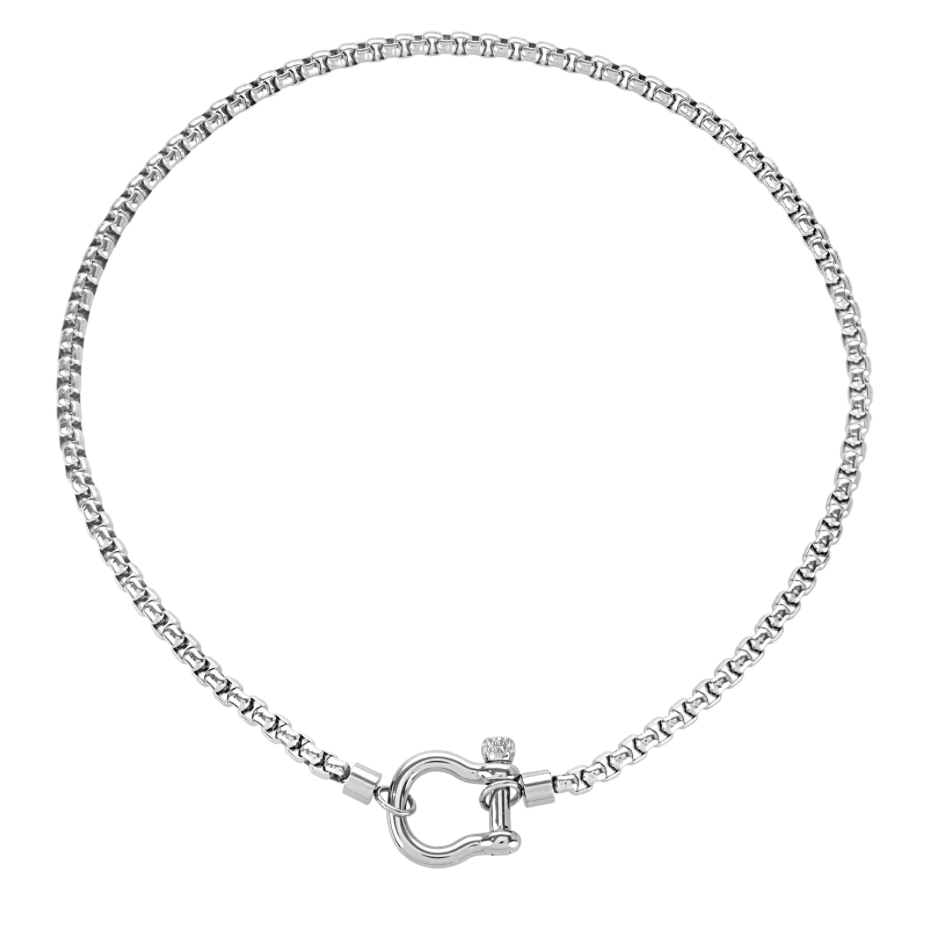 Carabiner Horse Bit Charm with Wheat Chain Stainless Necklace