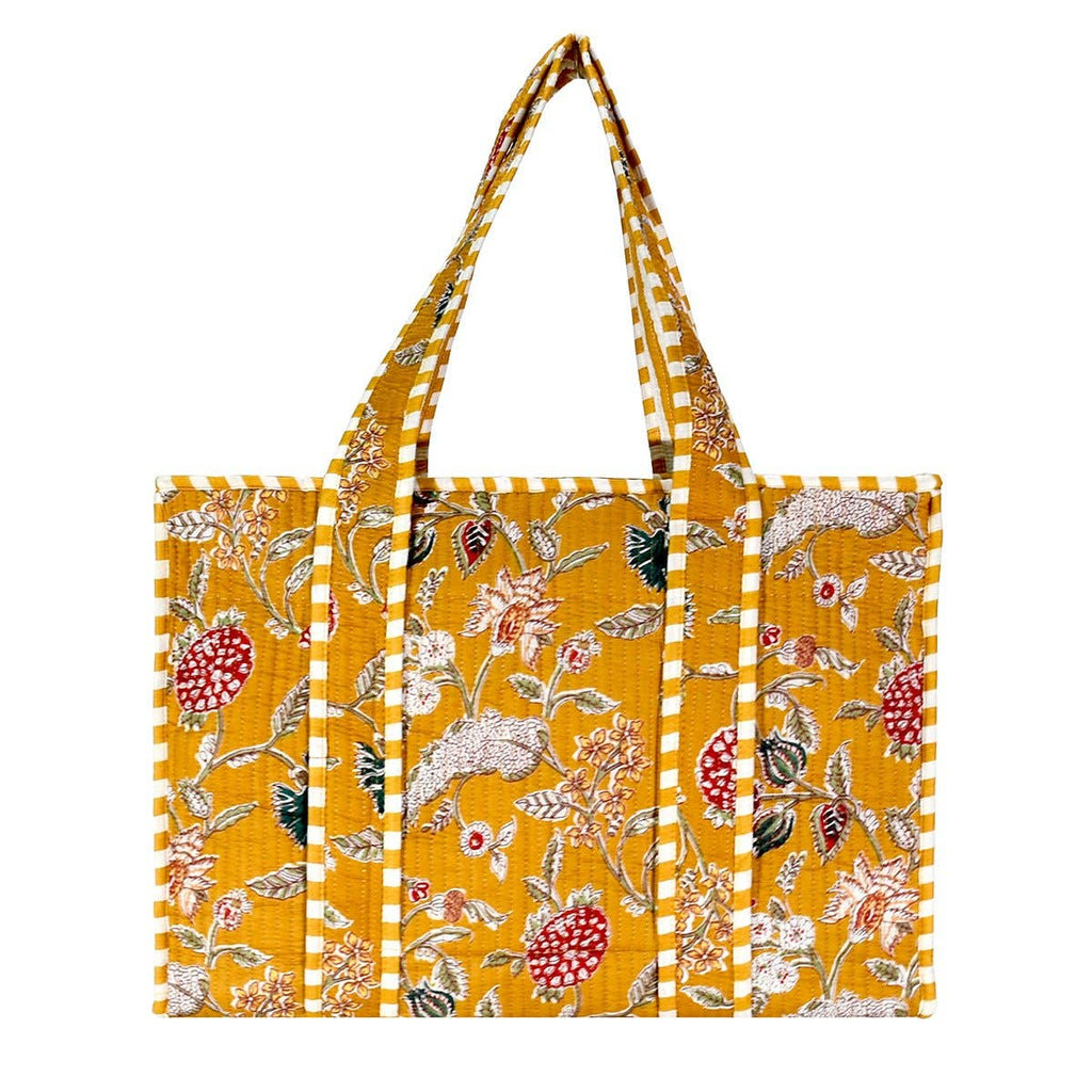 Cotton Block Print Tote Bag- Large