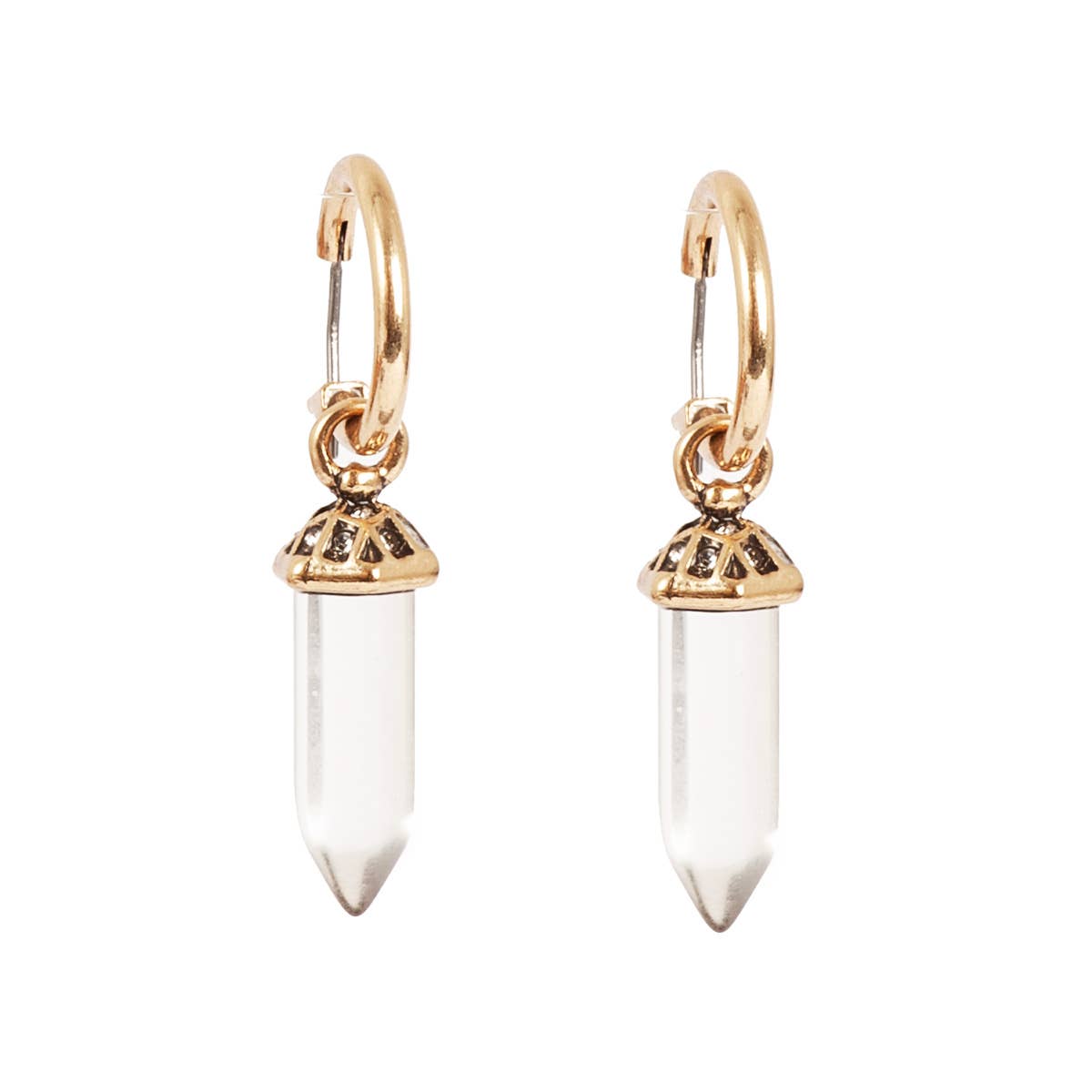 Glass Prism Earrings - Gold