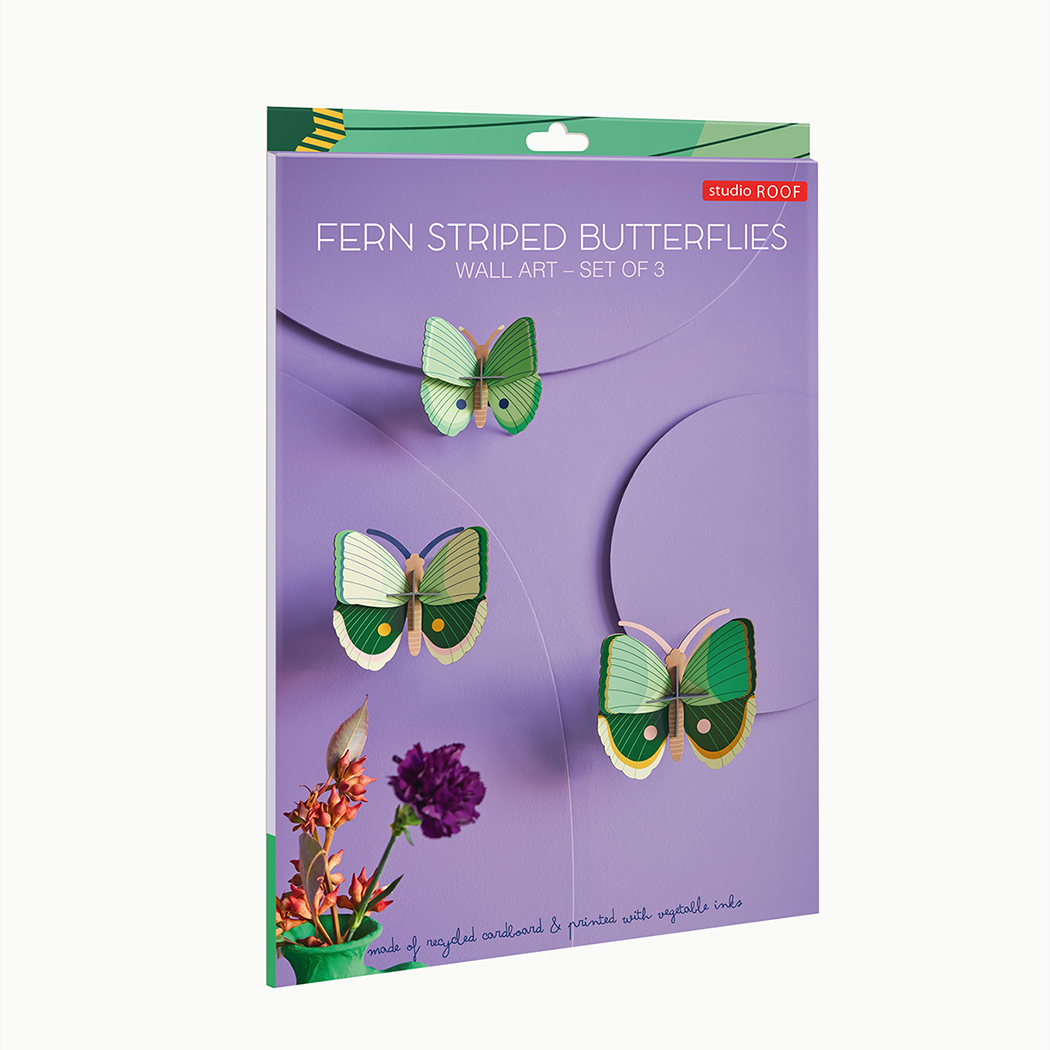 Papercraft Fern Striped Butterflies, set of 3