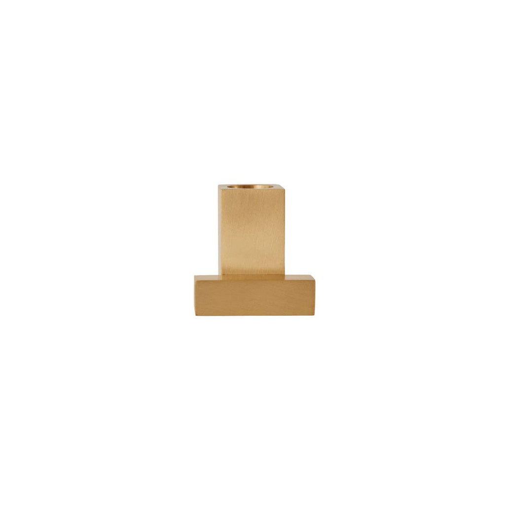 Square Solid Brass Candleholder - Brushed Brass
