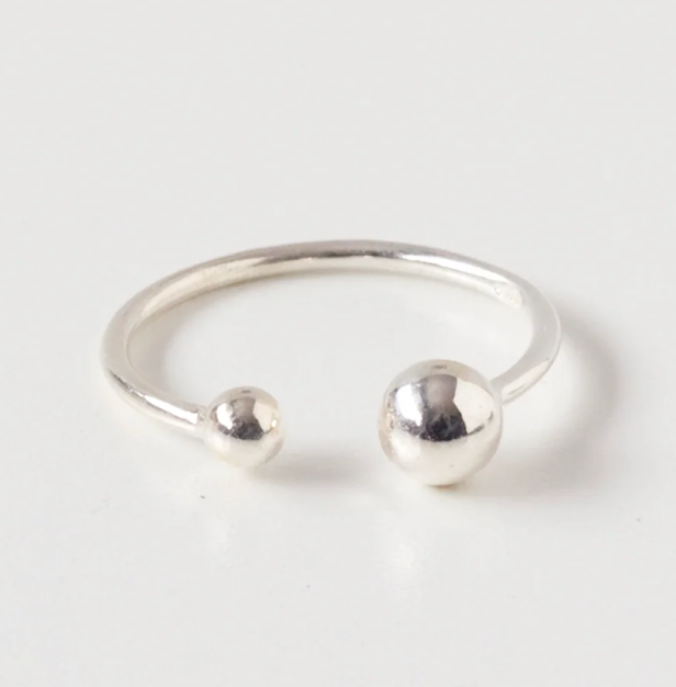 Double Ball Open Finger Ring- Steel Gold/Silver