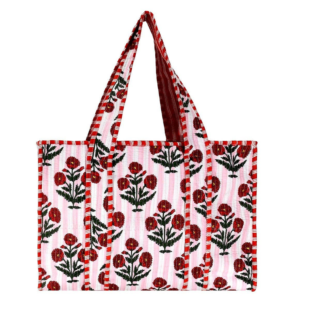 Cotton Block Print Tote Bag- Small