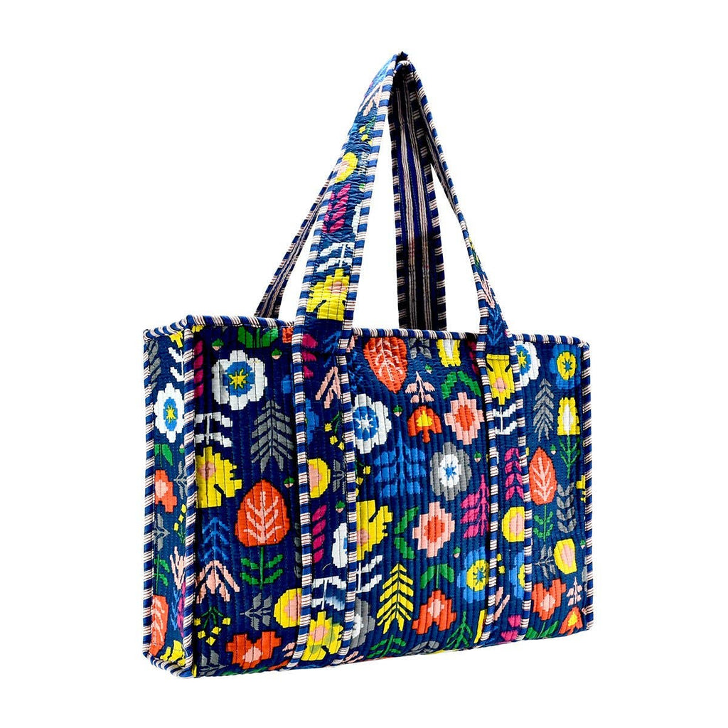 Cotton Block Print Tote Bag- Large