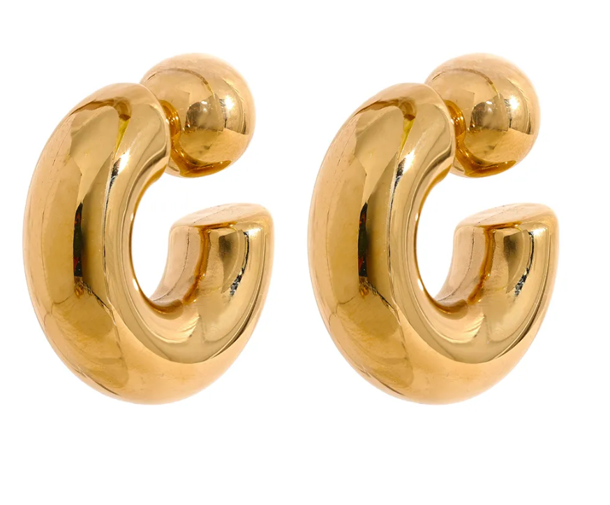 Puffy Thea O Hoop Earring Stainless steel