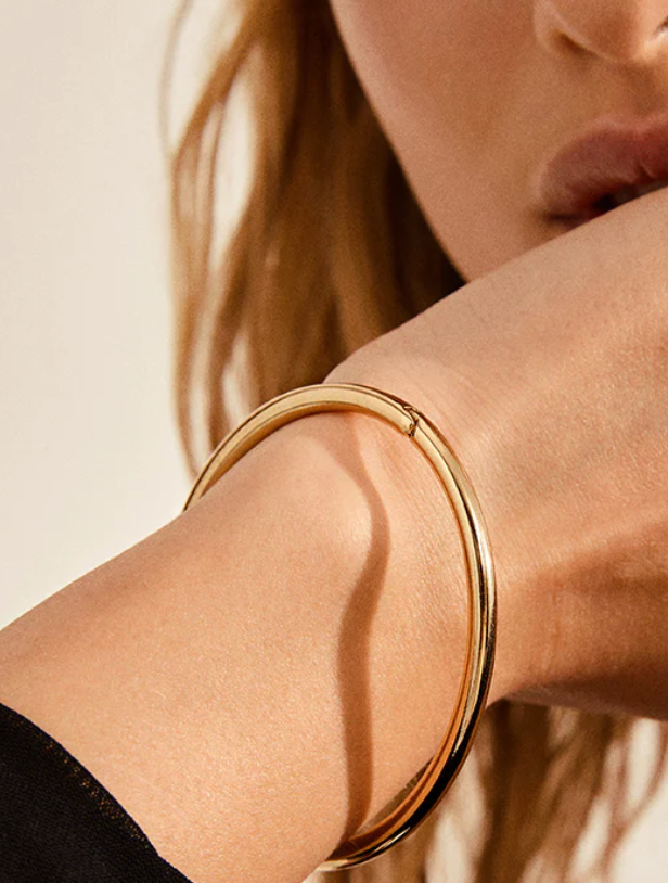 Sofia-Hinge Bangle 14K Gold Stainless Steel Waterproof