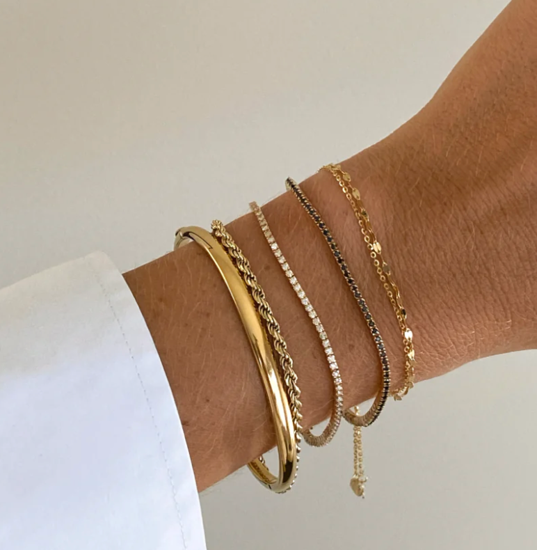 Sofia-Hinge Bangle 14K Gold Stainless Steel Waterproof