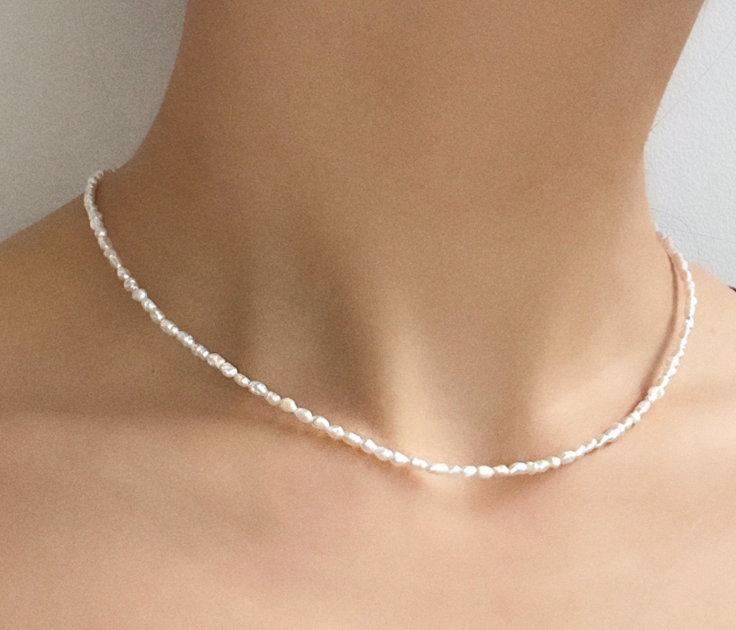 Luna Dainty Petite Fresh Water Rice Pearl Necklace