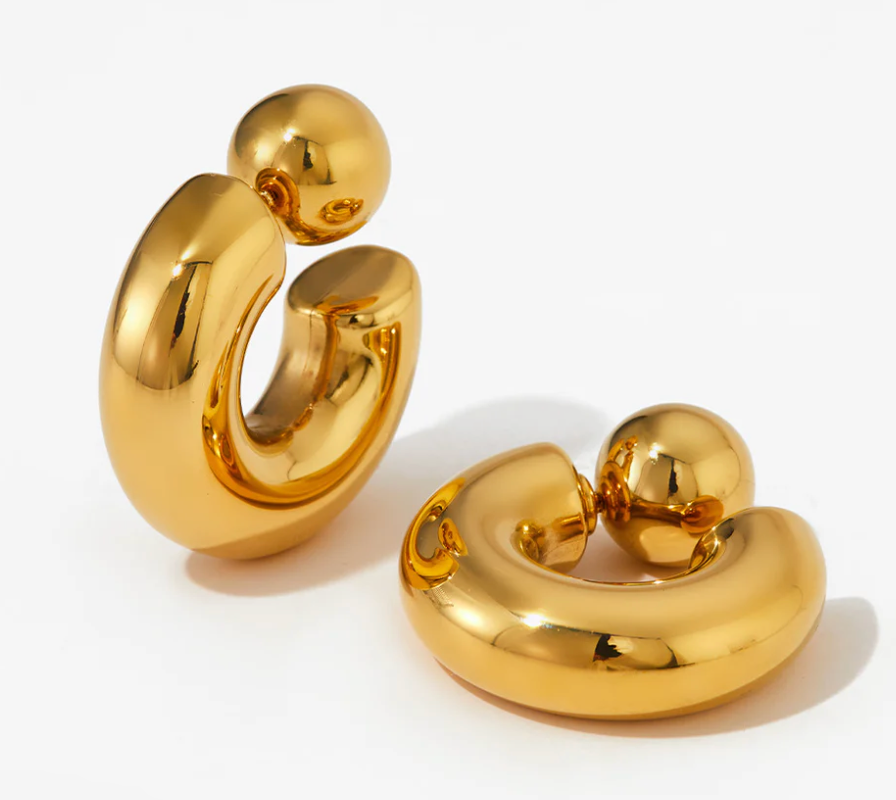Puffy Thea O Hoop Earring Stainless steel