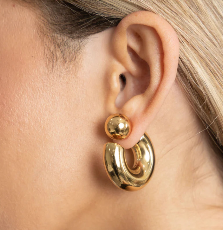 Puffy Thea O Hoop Earring Stainless steel
