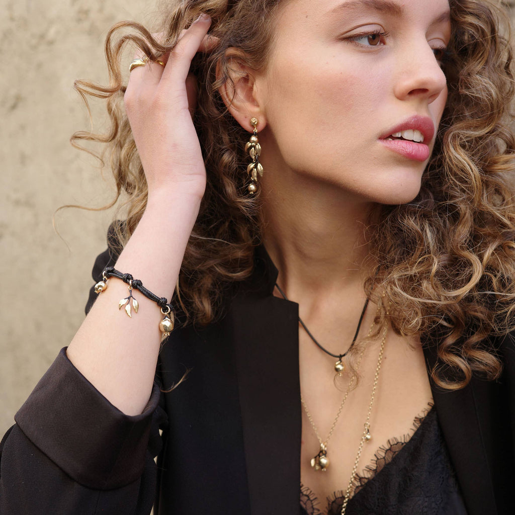 Rose Hip Gold Dangle Earrings