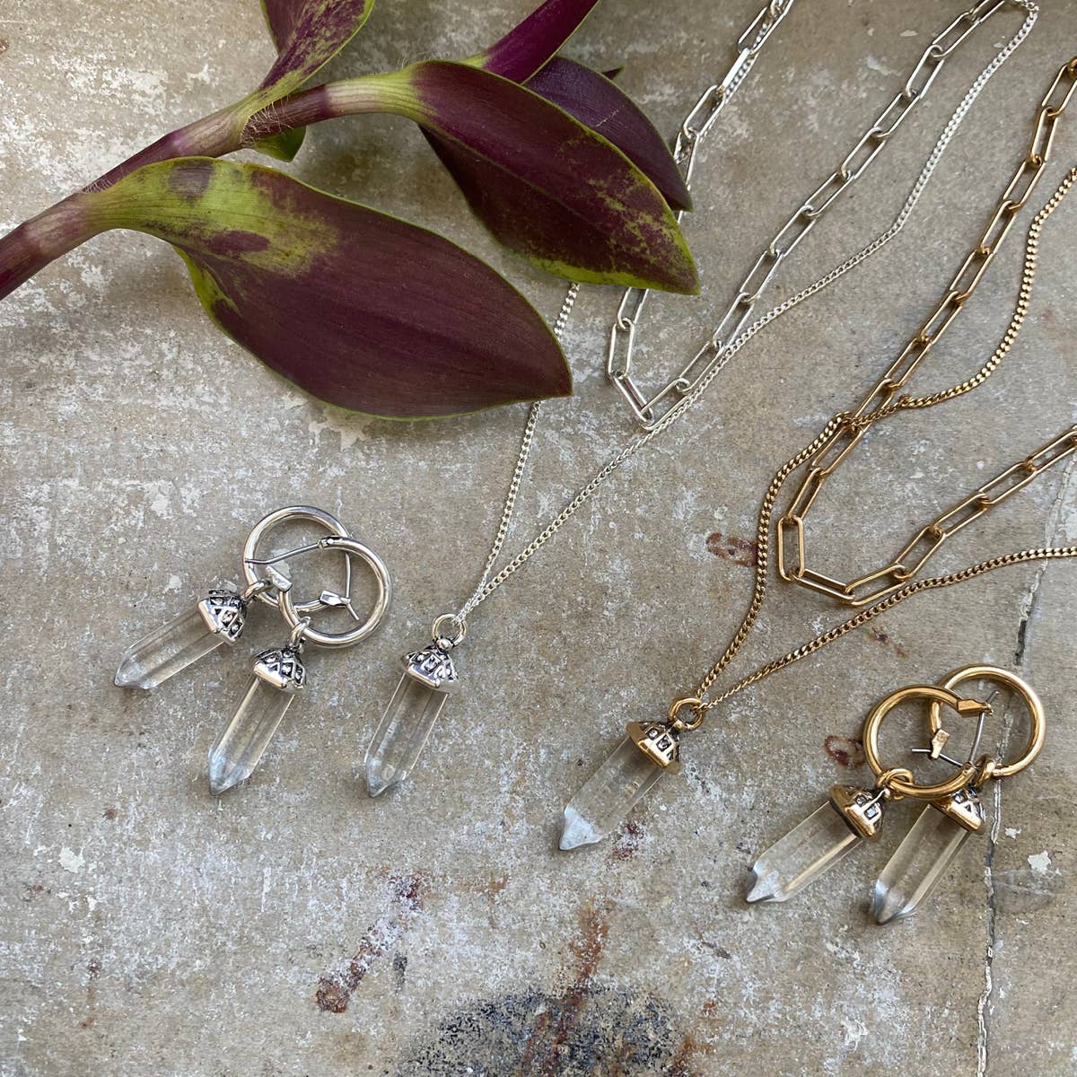 Silver Glass Prism Necklace