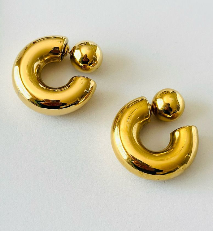 Puffy Thea O Hoop Earring Stainless steel