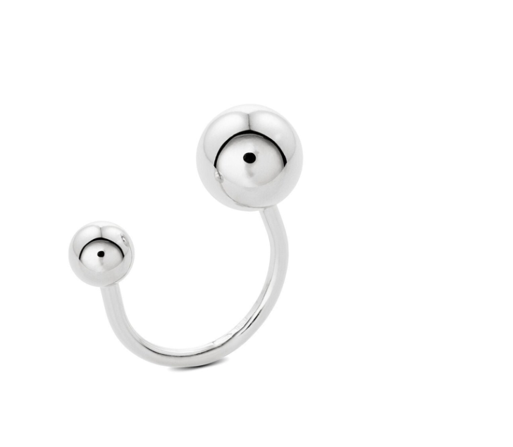 Double Ball Open Finger Ring- Steel Gold/Silver