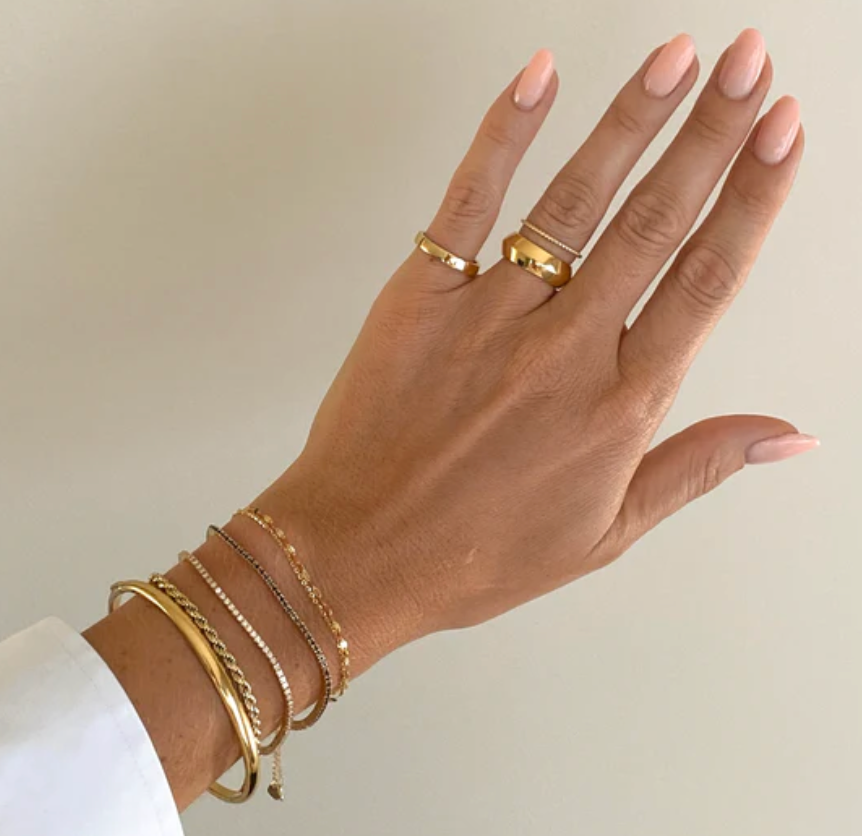 Sofia-Hinge Bangle 14K Gold Stainless Steel Waterproof