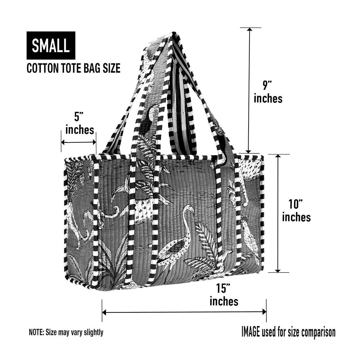 Cotton Block Print Tote Bag- Small