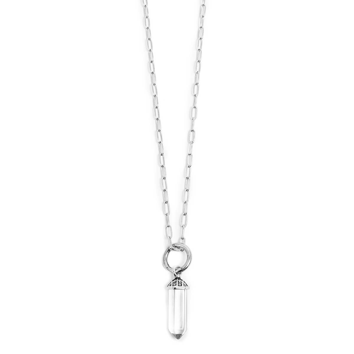 Silver Glass Prism Pendant Necklace