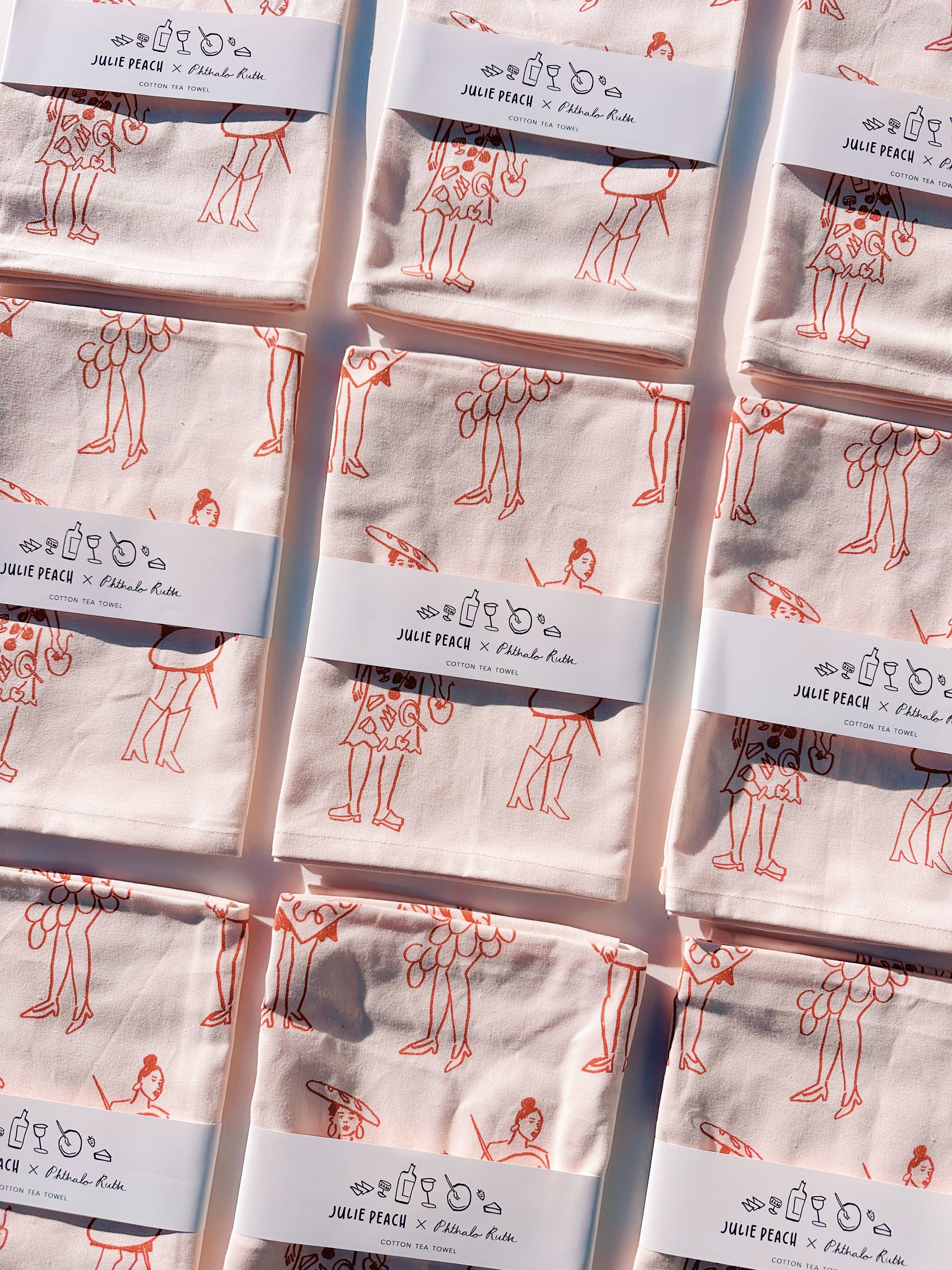 Phthalo Ruth x Julie Peach "Dinner Girls" Tea Towel