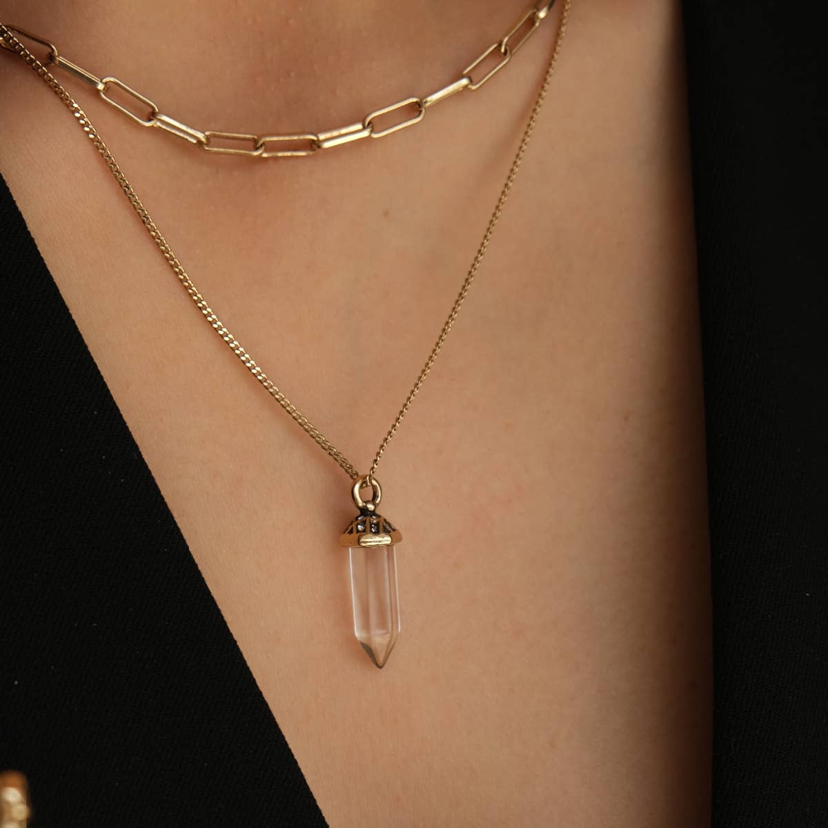 Silver Glass Prism Necklace