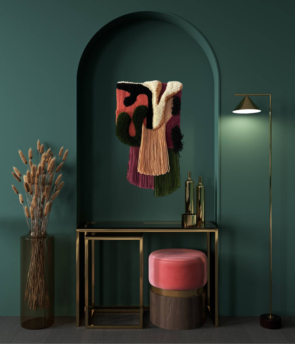 Golden Tufted Wall Rug