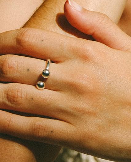 Double Ball Open Finger Ring- Steel Gold/Silver