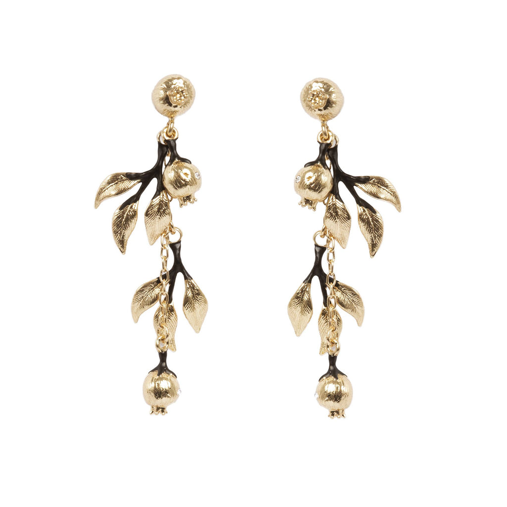 Rose Hip Gold Dangle Earrings