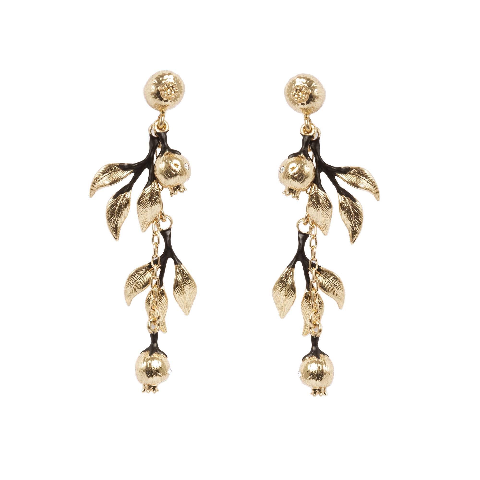 Rose Hip Gold Dangle Earrings