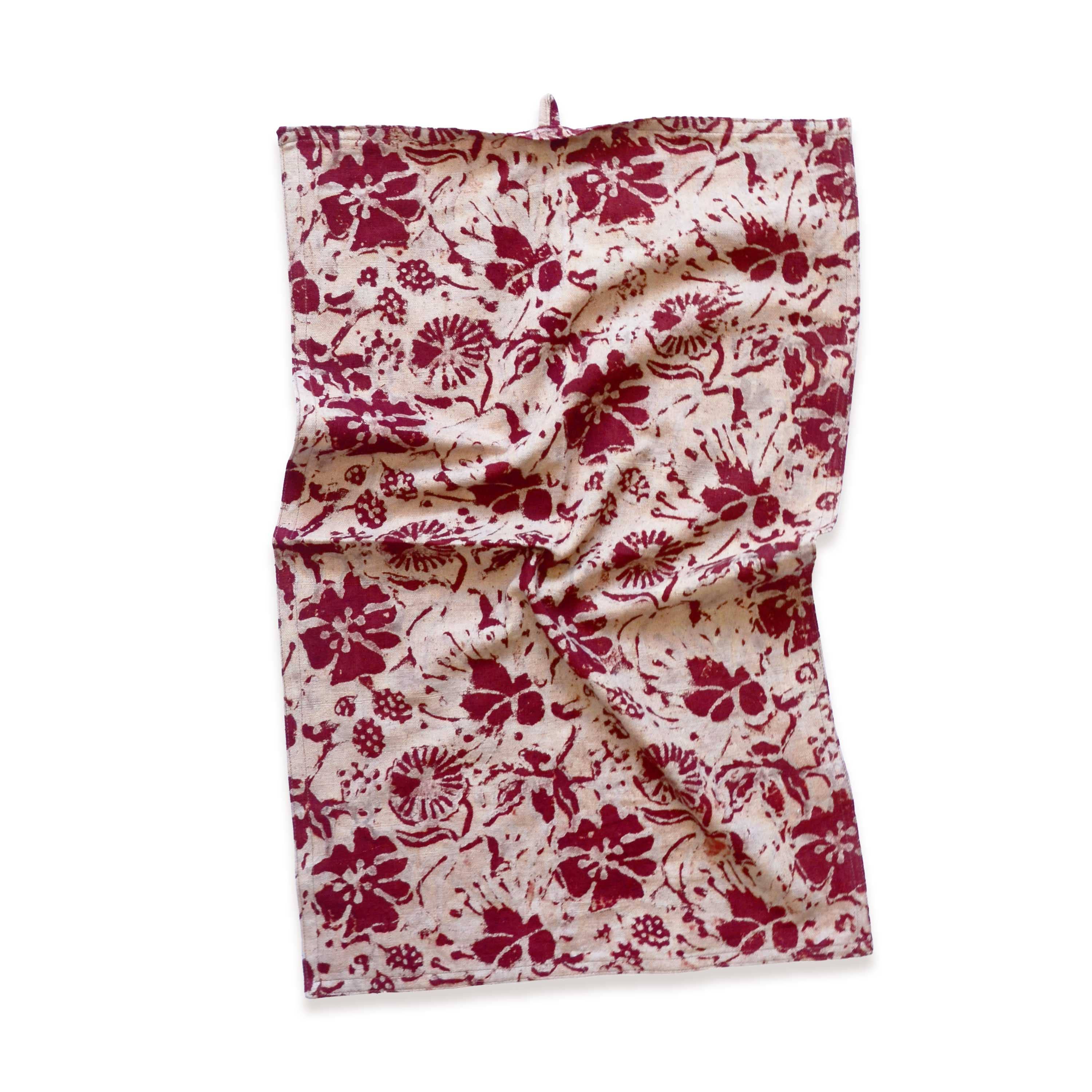 Cotton Kitchen Towel Hand Block Printed | Bloom Tea Towel