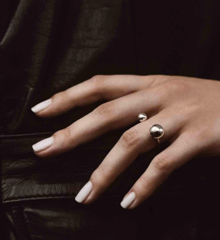 Double Ball Open Finger Ring- Steel Gold/Silver