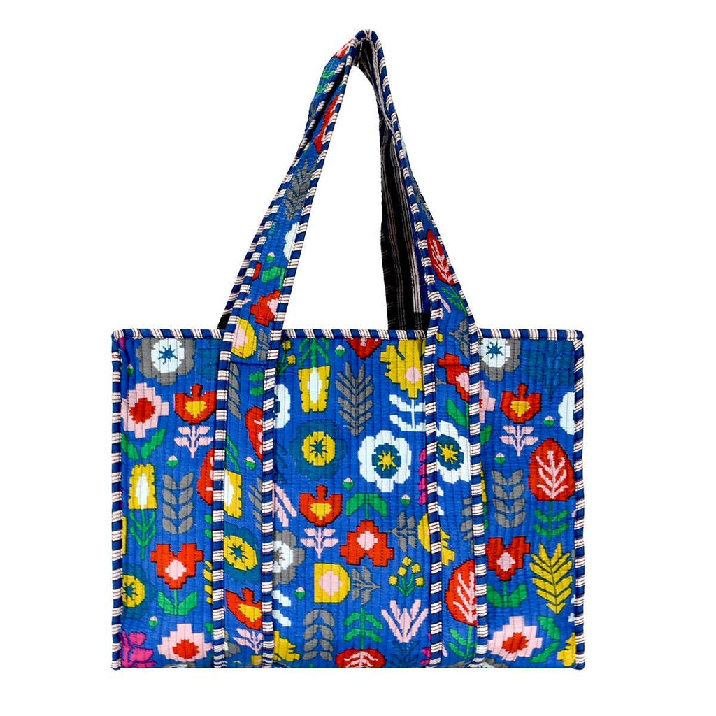 Cotton Block Print Tote Bag- Small