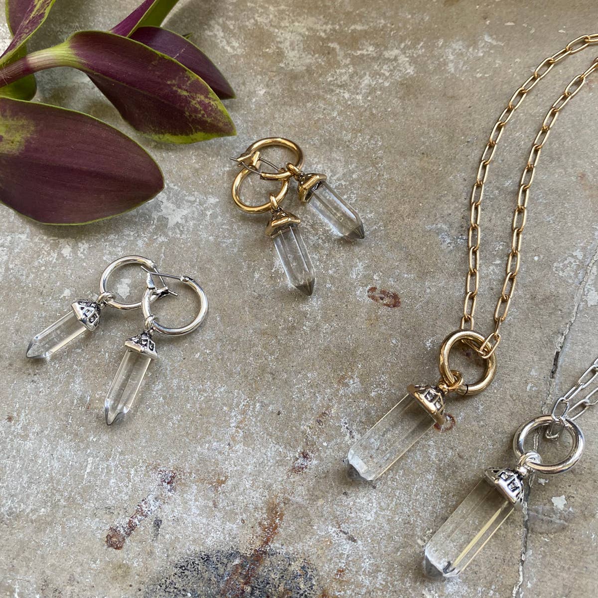 Silver Glass Prism Pendant Necklace