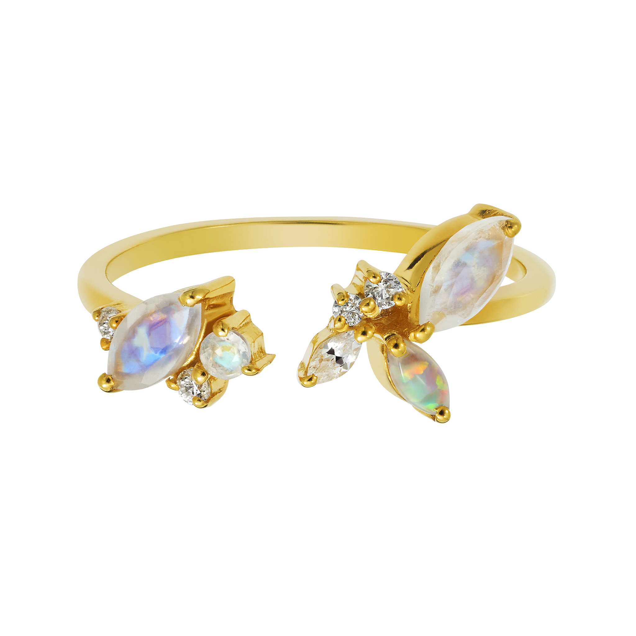 Rainbow Moonstone, Opal and Diamond Picasso's Butterfly Ring