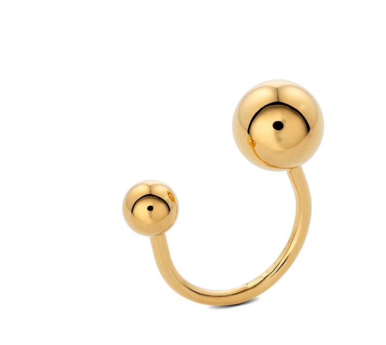 Double Ball Open Finger Ring- Steel Gold/Silver