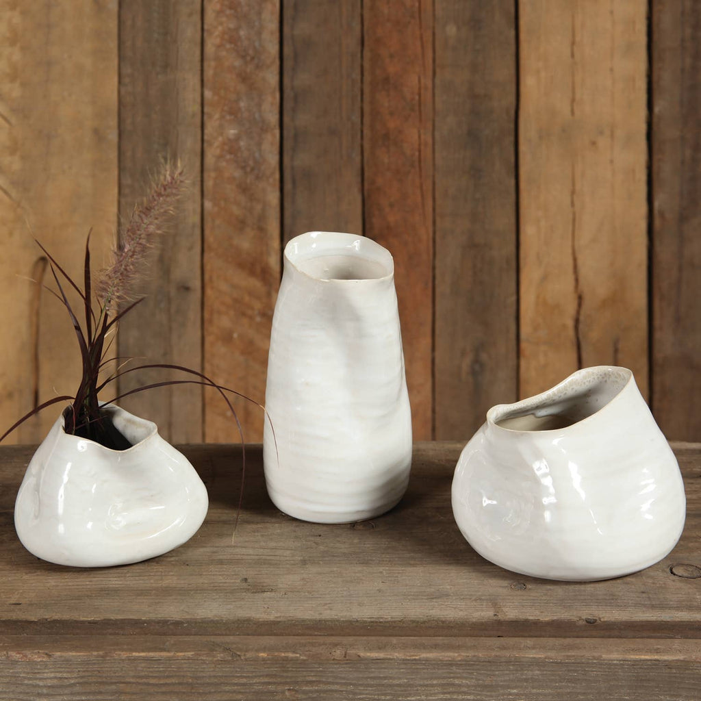 Canyon Ceramic Vase - Small - Fancy White
